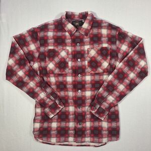 Double RL RRL Buffalo Plaid Country Western Wear Red and Black Flannel Sz Medium